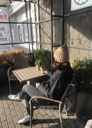 Шапка-пухляш вязаная, шерстяная