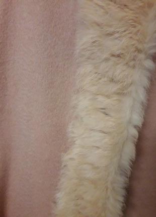 Красивый большой шарф палантин накидка шерстяной с окантовкой из кролика3 фото
