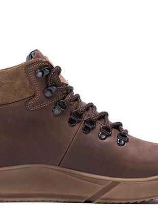 Зимние кожаные спортивные ботинки на меху ecco nubuck brown7 фото