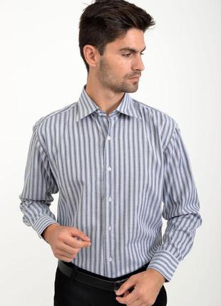 Офисная рубашка мужская серая с белым полоска размеры s, m, l fg_00208