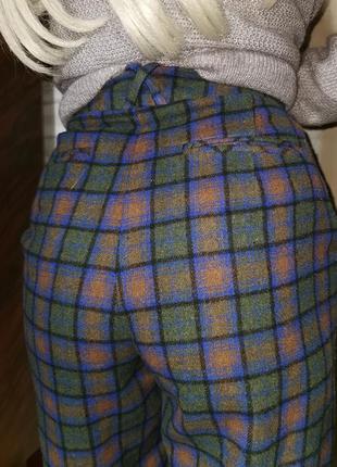 Тёплые флисовые байковые брюки штаны высокая посадка прямые в клетку базовые зимние плотные unif5 фото