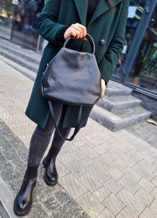 Жіноча стильна чорна сумочка із натуральної шкіри італія женская черная крутая сумка из натуральной кожи3 фото