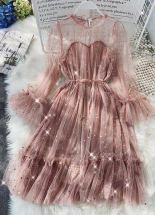 Best seller🖤🤍💖 мерехтливі гіпюрові сукні з пояском ✨✨ 🌈 чорні, айворі і пудра 〰️арт. 425 🔻