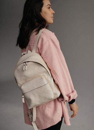 Рюкзак кожаный хх (m) в фактурной бежевой коже