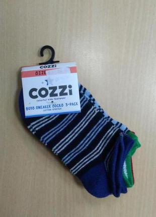 Носки, для мальчика, упаковка 3шт, короткие, в полоску, размер 23-26, cozzi, 16736