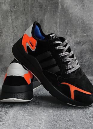 Мужские кроссовки adidas nite jogger черные с черной подошвой2 фото