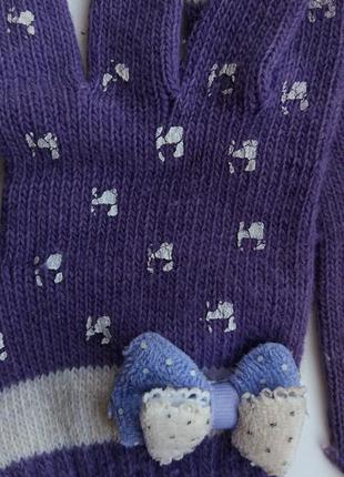 Теплые милые перчатки с бантиками2 фото