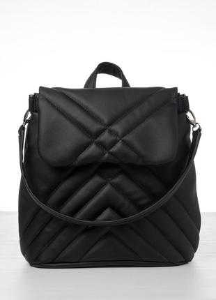 Стеганний чорний рюкзак-сумка-трансформер топ для дівчат, що цінують стиль і зручність3 фото