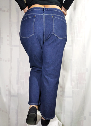 Темно-синие джинсы с высокой посадкой5 фото