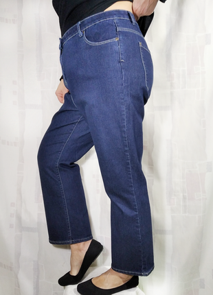 Темно-синие джинсы с высокой посадкой4 фото
