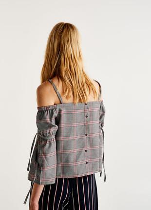 Блуза off shoulders клетка