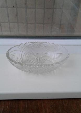 Овальная хрустальная ваза салатница конфетница фруктовница винтаж ссср .1 фото