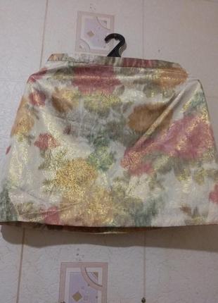 H&m красивая короткая юбка трапеция из структурной ткани гобелен с люрексом