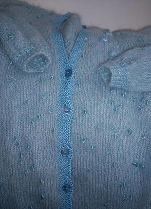 Кардиган свитер кофта из мохера  ручной вязки р.м/l3 фото
