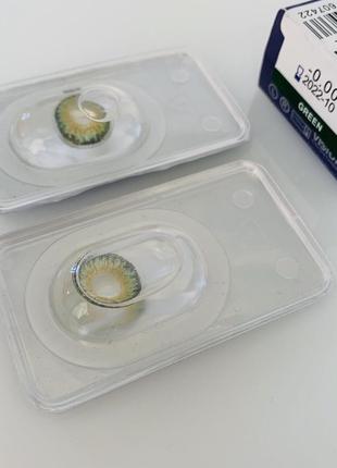 Лінзи контактні для очей кольорові зелені натуральні fresh look green3 фото