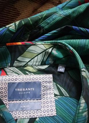 Рубашка длинный рукав тропический принт мерсеризирует хлопок tresanti celeste (оригинал)