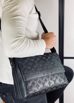 Сумка месенджер чоловіча шкіряна чорна брендовий