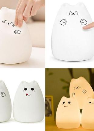 Usb - нічник, силіконовий нічник, світильник дитячий, котик великий