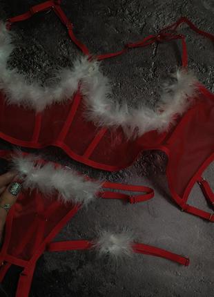 Новогодний комплект женского белья, эротическое белье ❤️3 фото