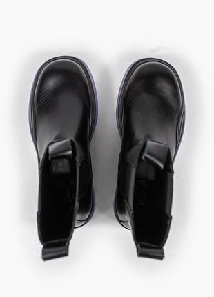 Итальянские сапоги кожаные чёрные bottega veneta black фиолетовая подошва прозрачная5 фото