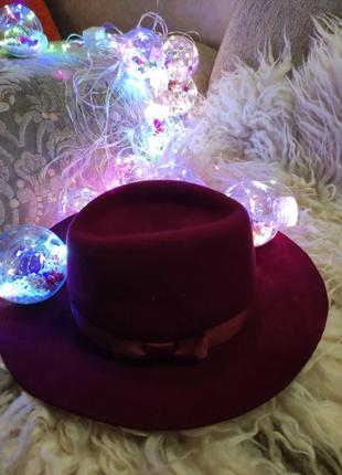 Шляпа ковбойка класика . цвет бордо, размер универсал
