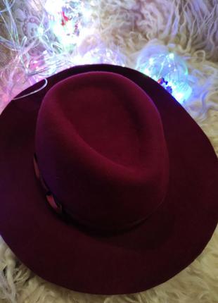 Шляпа ковбойка класика . цвет бордо, размер универсал3 фото
