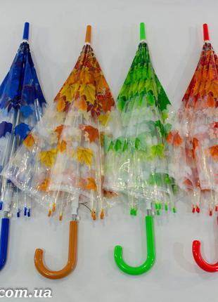 Прозрачный зонтик трость с листьями на 8 карбоновых спиц от фирмы "swift".9 фото