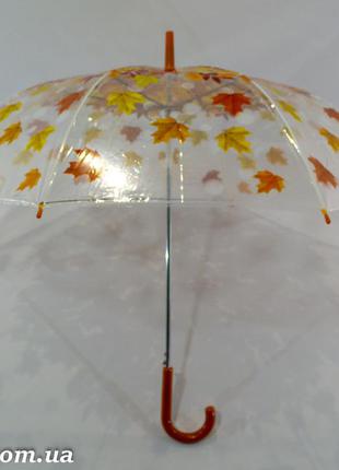 Прозрачный зонтик трость с листьями на 8 карбоновых спиц от фирмы "swift".5 фото
