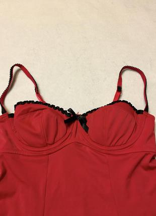 Сексуальна жіноча білизна бюстье пеньюар червоне під панчохи , белье женское2 фото