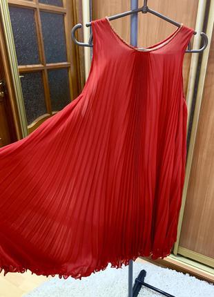 Красивое нарядное новогоднее платье бохо на корпоратив солнцеклеш плиссе с бисером1 фото