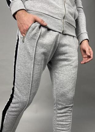 Костюм чоловічий кофта штани з лампасом сірий туреччина / комплект чоловічий толстовка штани турречина3 фото