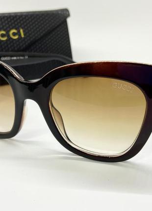 Женские солнцезащитные очки коричневые с градиентом в пластиковой оправе6 фото