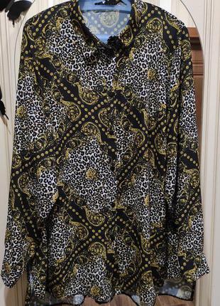 ❤️❤️❤️ шикарна брендовий подовжена сорочка, блуза красивий принт. великий розмір.