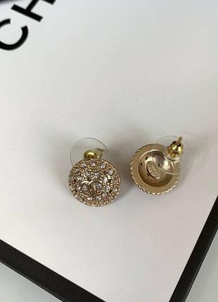 Серьги круглые в позолоте с цирконием