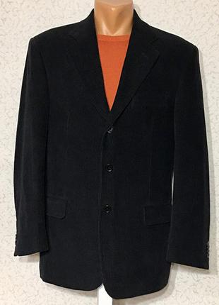 Шикарный вельветовый мужской пиджак темно синего цвета3 фото