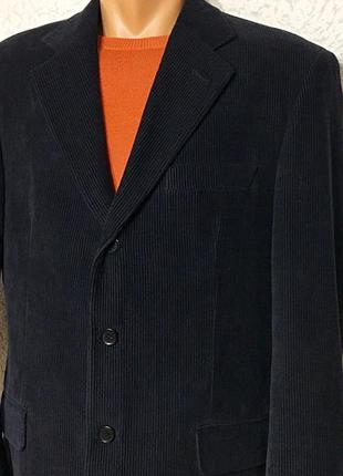 Шикарный вельветовый мужской пиджак темно синего цвета4 фото