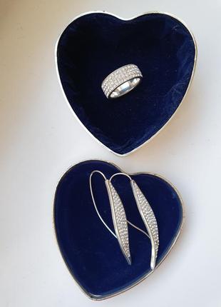 Swarovski серьги и кольцо серебро 925