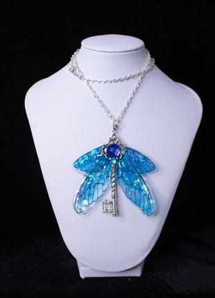 Кулон "серце хуртовини" з ключем і крилами фей