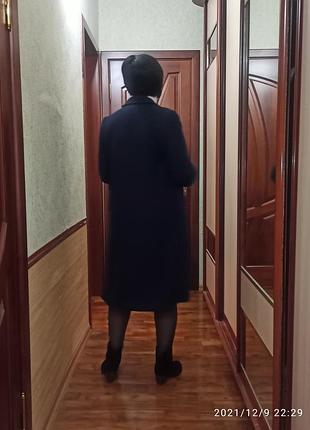 Тепле демісезонне класичне вовняне пальто, колір темно-синій3 фото