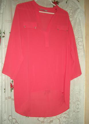 Супер блуза кораллового цвета"tu"р.12,полиэстер,румыния.