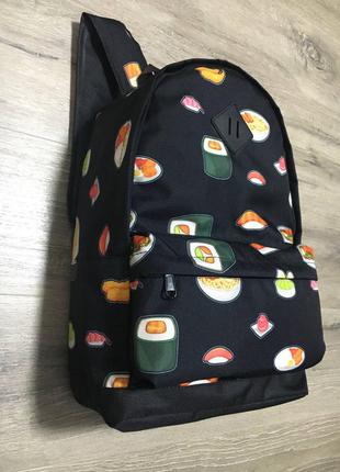 Новинка рюкзак шкільний з принтом суші(чорний)1 фото
