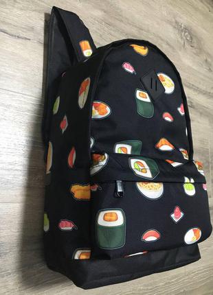 Новинка рюкзак шкільний з принтом суші(чорний)7 фото
