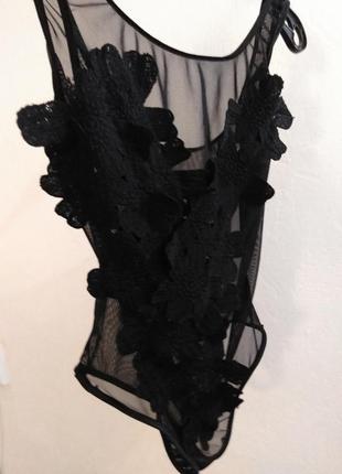 Розкішний боді сіточка з об'ємними квітами