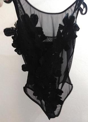 Розкішний боді сіточка з об'ємними квітами