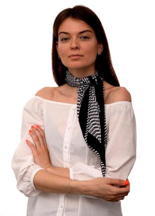 Платок для женщин bruno rossi черно-белый (go2307 black-white (60*60 см)2 фото