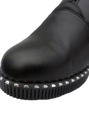 Шкіряні жіночі черевики з блискавкою спереду чорні демісезонні туреччина4 фото