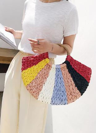 Плетеная цветная сумка3 фото
