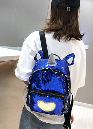 Рюкзак синій єдиноріг2 фото
