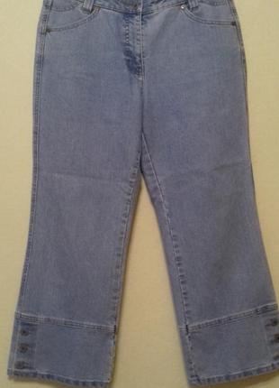 Укорочені джинси 3/4 блакитні капрі-бриджі з високою посадкою р. 40