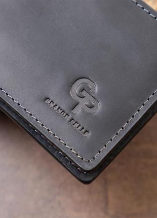 Стильное портмоне с зажимом для денег без застежки винтажное grande pelle 11296 черное9 фото